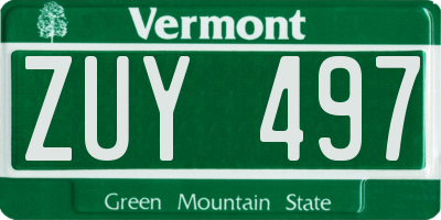 VT license plate ZUY497