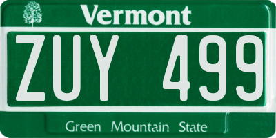 VT license plate ZUY499