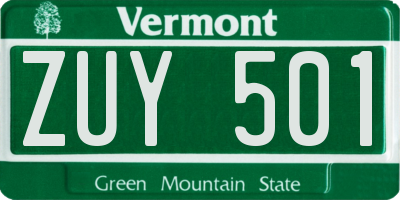 VT license plate ZUY501