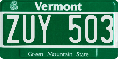 VT license plate ZUY503