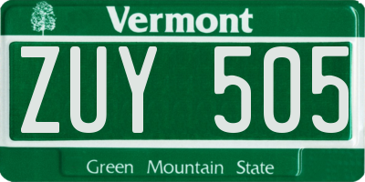 VT license plate ZUY505