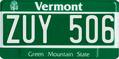VT license plate ZUY506