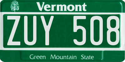 VT license plate ZUY508