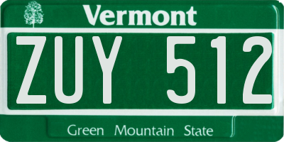 VT license plate ZUY512