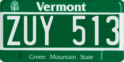 VT license plate ZUY513