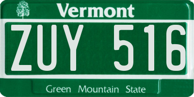 VT license plate ZUY516