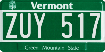 VT license plate ZUY517