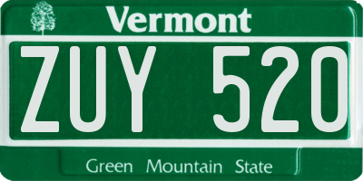 VT license plate ZUY520