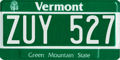 VT license plate ZUY527