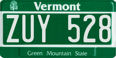 VT license plate ZUY528