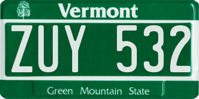 VT license plate ZUY532