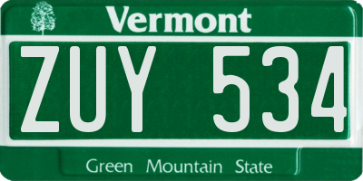 VT license plate ZUY534