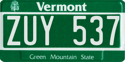 VT license plate ZUY537