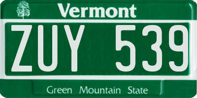 VT license plate ZUY539