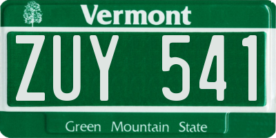 VT license plate ZUY541
