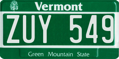 VT license plate ZUY549