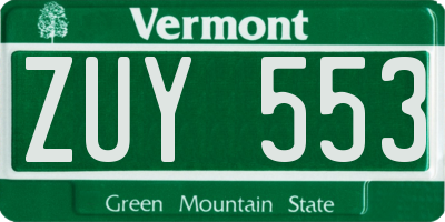 VT license plate ZUY553
