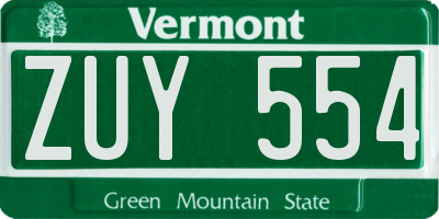 VT license plate ZUY554