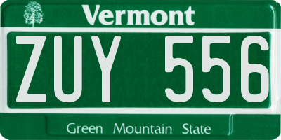 VT license plate ZUY556