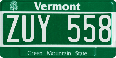 VT license plate ZUY558