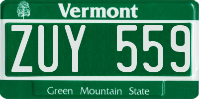 VT license plate ZUY559