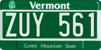VT license plate ZUY561