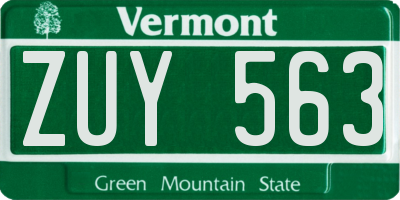 VT license plate ZUY563