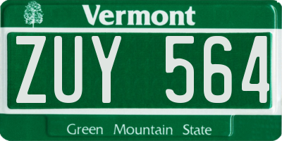 VT license plate ZUY564