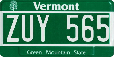 VT license plate ZUY565