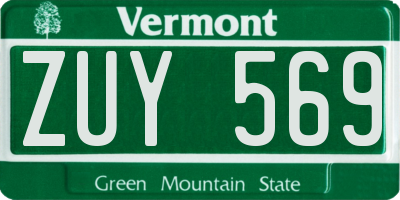 VT license plate ZUY569