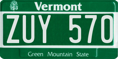 VT license plate ZUY570