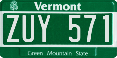 VT license plate ZUY571