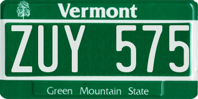 VT license plate ZUY575