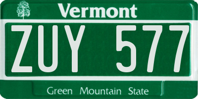 VT license plate ZUY577