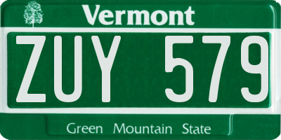 VT license plate ZUY579