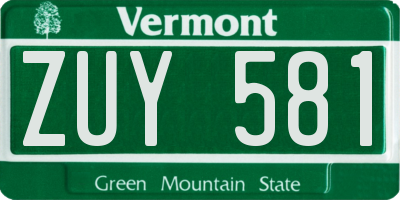 VT license plate ZUY581