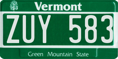 VT license plate ZUY583
