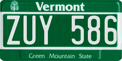 VT license plate ZUY586
