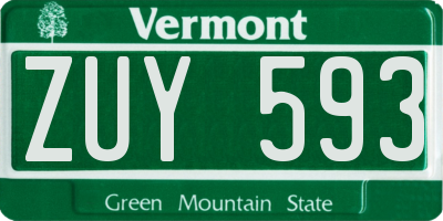 VT license plate ZUY593