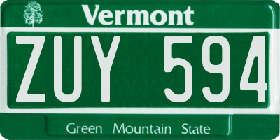 VT license plate ZUY594