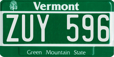 VT license plate ZUY596