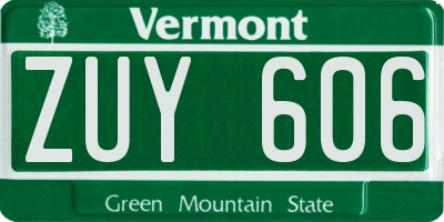 VT license plate ZUY606