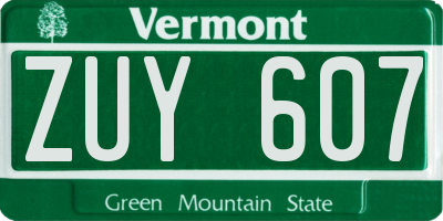 VT license plate ZUY607