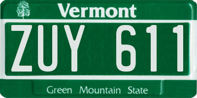 VT license plate ZUY611