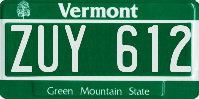 VT license plate ZUY612