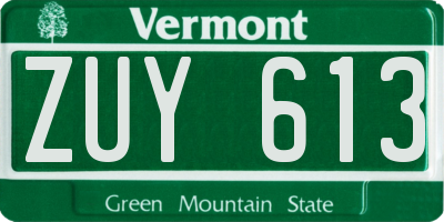 VT license plate ZUY613