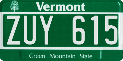 VT license plate ZUY615