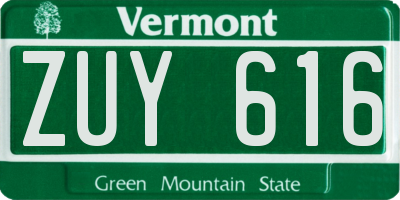 VT license plate ZUY616