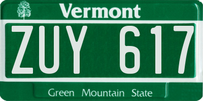 VT license plate ZUY617