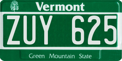 VT license plate ZUY625